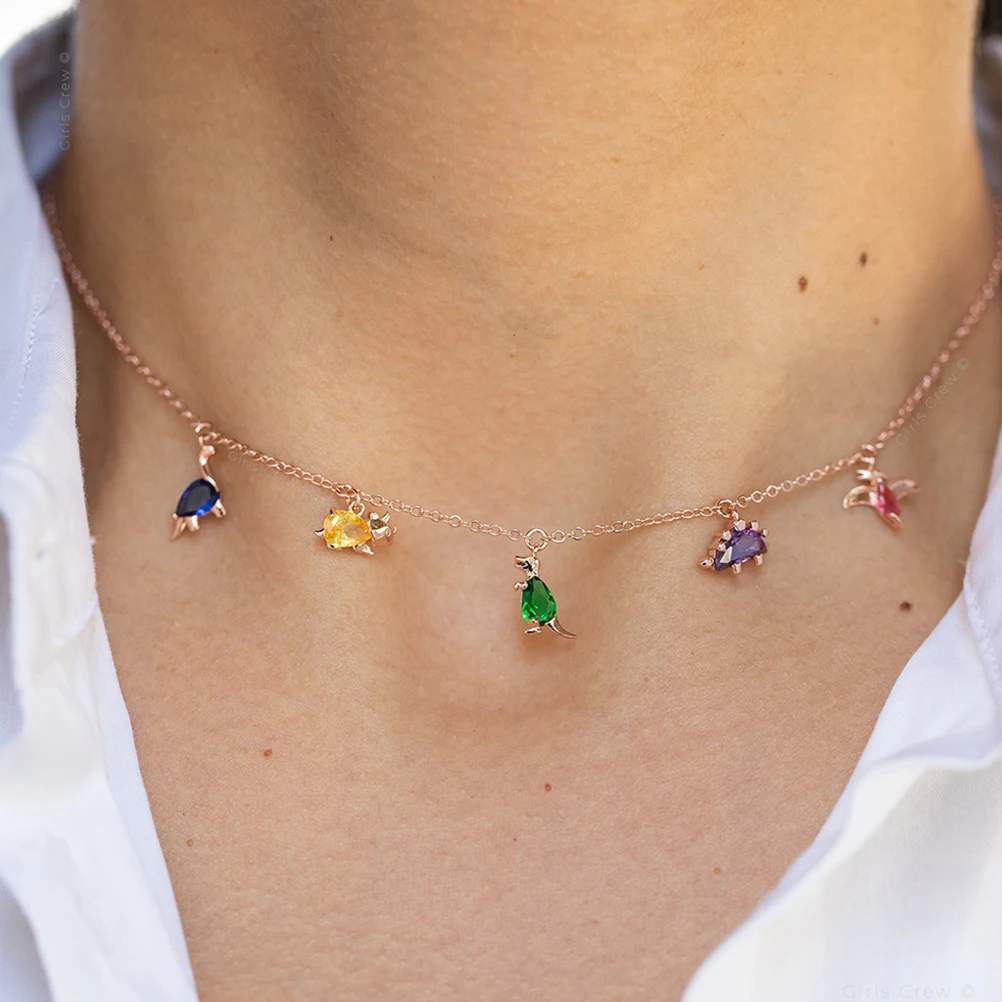 

1Pcs Small Dinosaur Necklace Creative Colorful Pendant Elegant Clavicle Chain Jewelry Party Graduation Birthday Gift