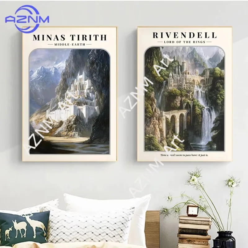 1/2 piezas de pósteres clásicos de la película El Señor de los Anillos, impresiones de ciencia ficción del Hobbit, pintura en lienzo, cuadro de pared, decoración para el hogar y la habitación