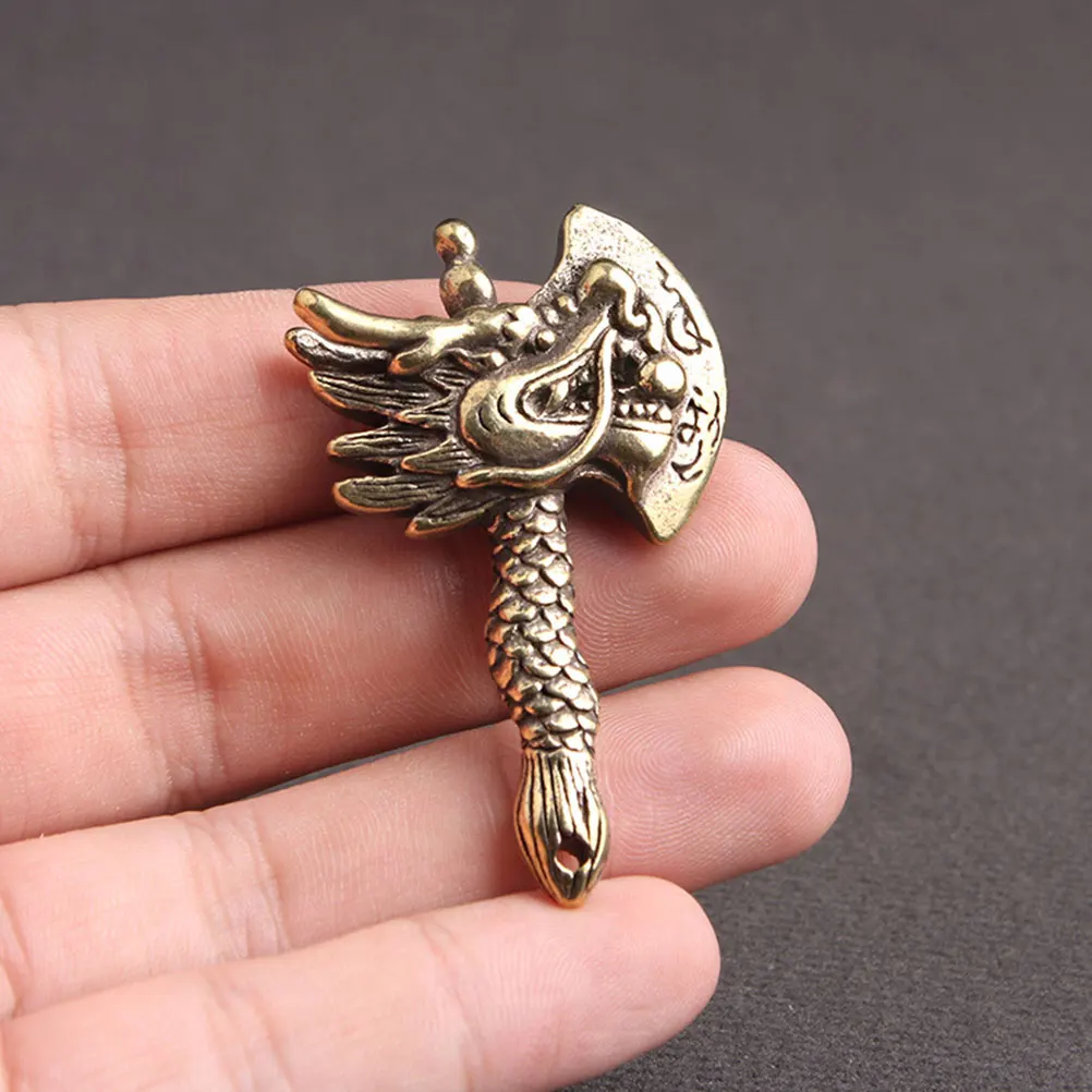 

2pcs Vintage Keychain Ring Pendants Retro Decorative Axe Shape DIY Charms Brass Material Man Crafts Jewelry Accessories