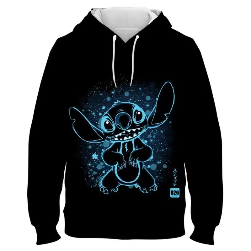 2024 New Disney Stitch Anime Fashion Men\'s Spring and Autumn Season 3D Printed Children\'s Hoodies Women\'s Street Style Hoodies