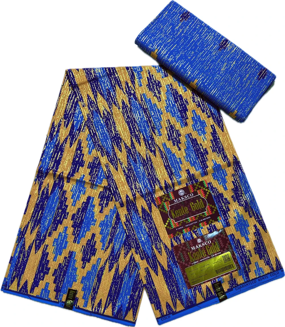 

Golden Wax Fabric Kente 100% Cotton African Wax Prints Pagne Nigeria Ghana Tissu 6 yards For Women Sewing Dress Loincloths