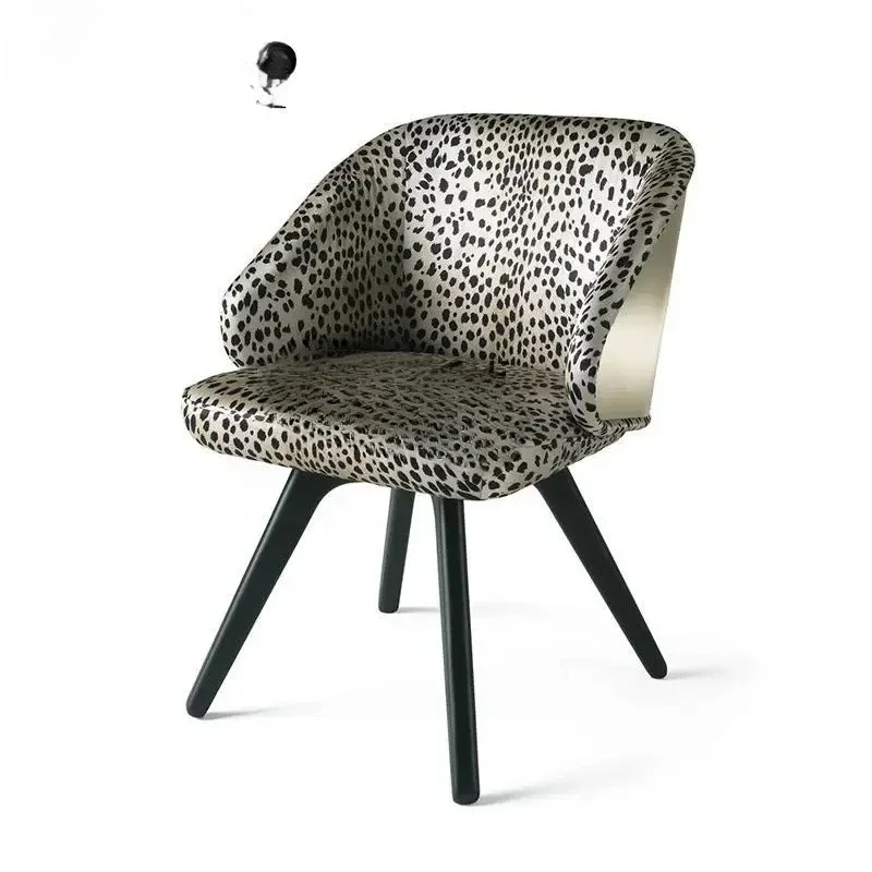 High-end hotel fashion pattern fabric single casual dining chair high-end back chair restaurant negotiation chair