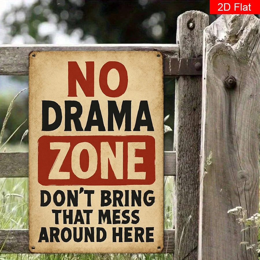 Vintage Metal Sign Wall Art Decor 1-Pc, No Theater Area Don't Bring That Mess Here, Retro Garage Bar Cafe Living Room Bedroom Ba
