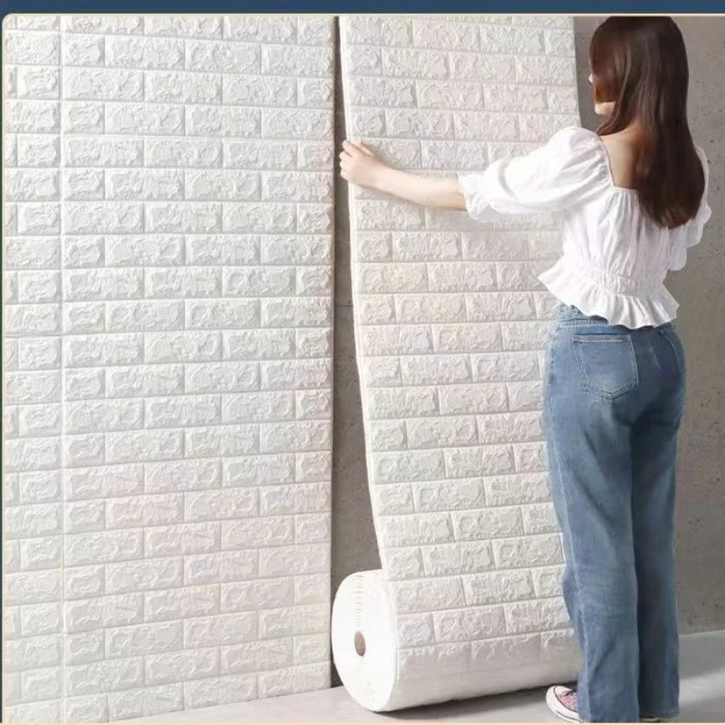 3D Self-adhesive Wall Stickers Continuous Brick Wallpaper Living Room Bedroom Home Decoration