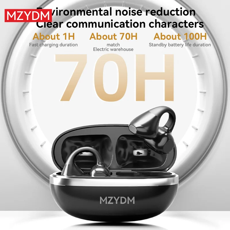 سماعات بلوتوث لاسلكية 5.4 مفتوحة الأذن كليب سماعات الأذن الرياضية خطافات الأذن HiFi ستيريو الصوت إلغاء الضوضاء مقاوم للماء للجري #6