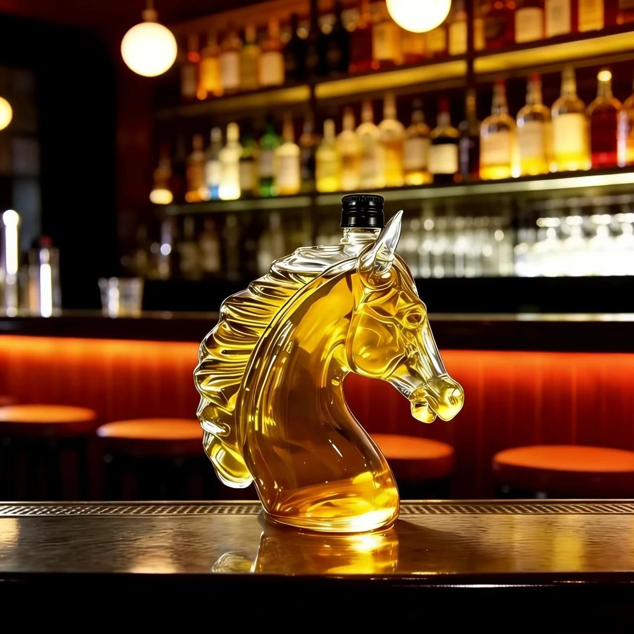 

350Ml Personalized Decorative Horse Head Bottle for Whiskey Bourbon Brandy Unique Liquid Bottle Gift for Whiskey Lovers Bar