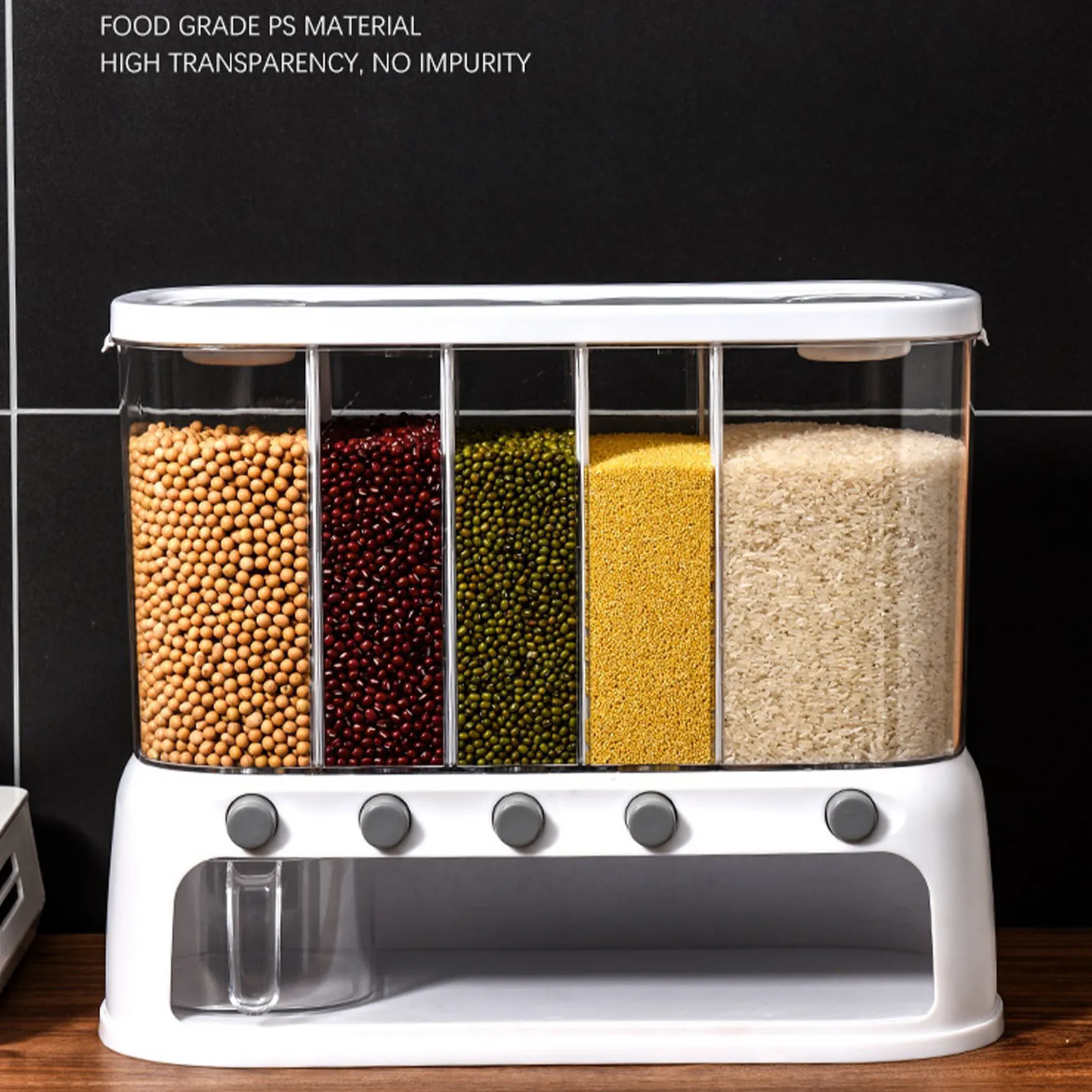 Sealed Rice Storage Box Wall Mounted Cereal Grain Container Dry Food Dispenser Grain Storage Jar Bucket Kitchen Storage Tools