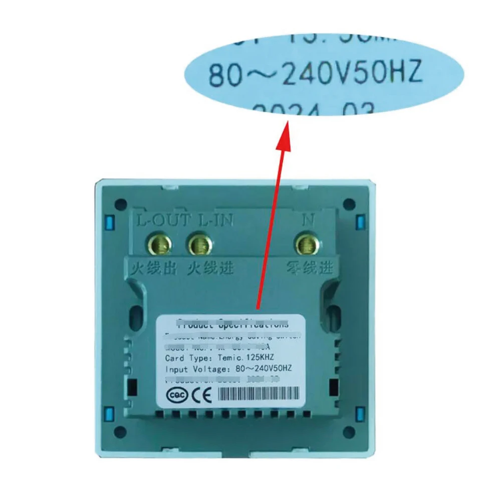 Ampla Tensão Energy Saving Switch, Suporte Cartão de Identificação, T5577, 125Khz, 110V, 127V, 220V, 40A Desligamento, 15s Delay