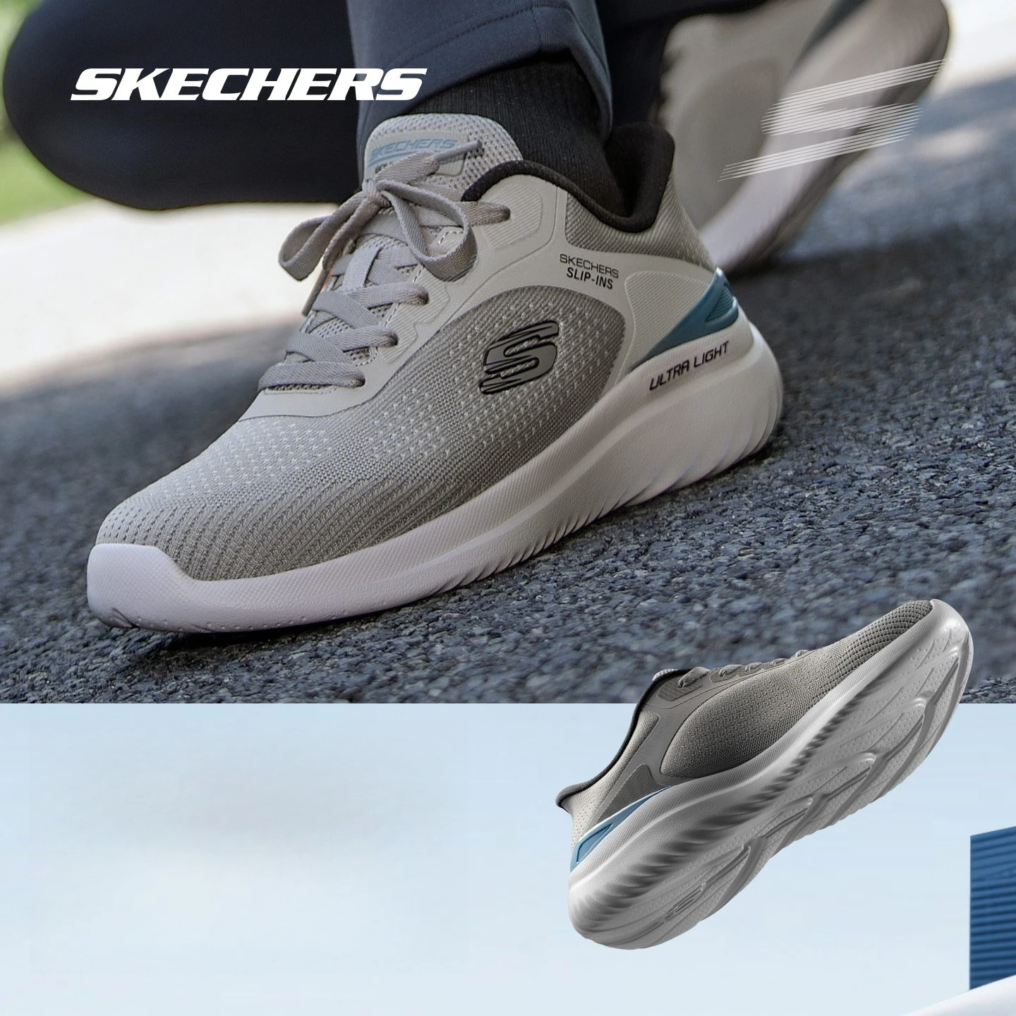 Skechers zapatos de hombre 2025 nueva serie Slip-ins con cordones zapatos deportivos al aire libre zapatillas transpirables para hombre zapatos para correr skechers para