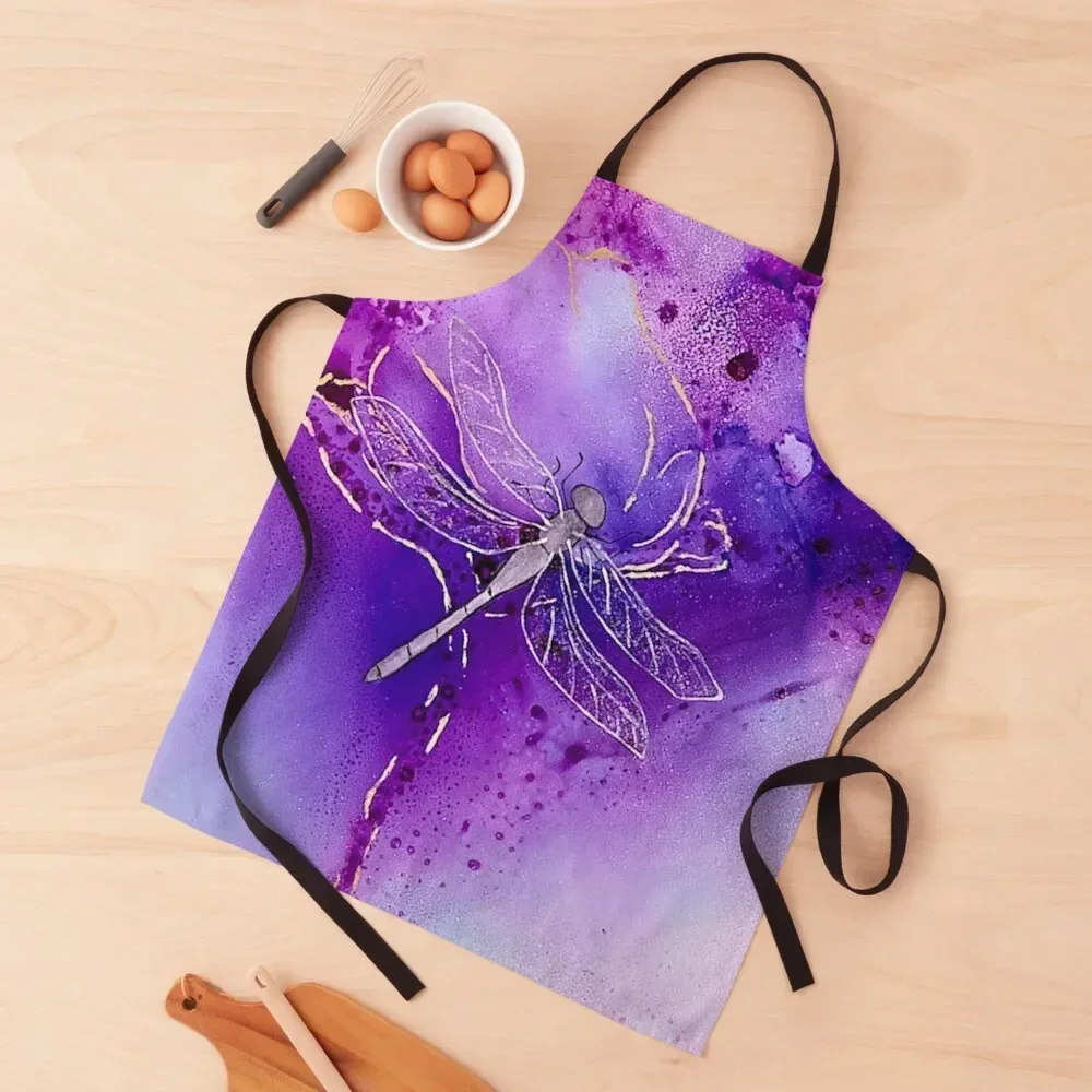 

Purple Dragonfly Dreams Apron Customizable Woman Useful Things For Kitchen kitchen woman Chef jacket men Apron