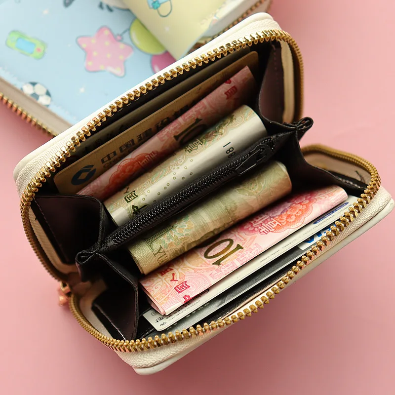 Sanrio New Short Wallet Anime Cute Cartoon Student Mini Zipper Women Fashion Kitten Mini Wallet image 2