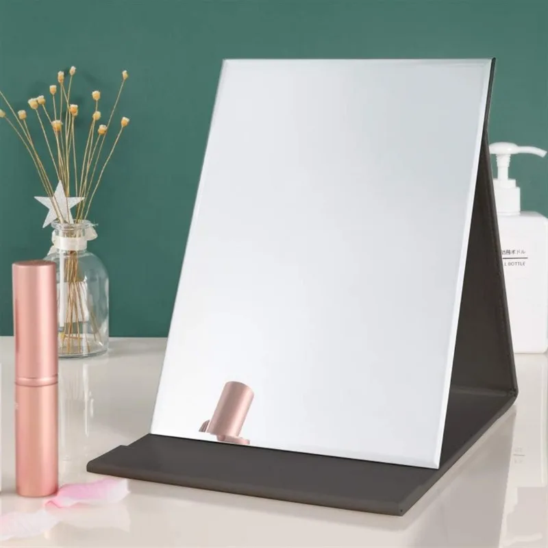 Miroir grand miroir de maquillage Super HD Portable, Angle multi-support, mains libres/portátil/miroir pliable de table 6,9x4,9 pouces