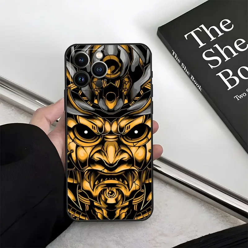 Japan Samurai Oni Mask Tiger Lion Phone Case For Iphone 14 Pro Max 13 Mini 11 12 Xr Xs X 6s 8 Plus Back Cover