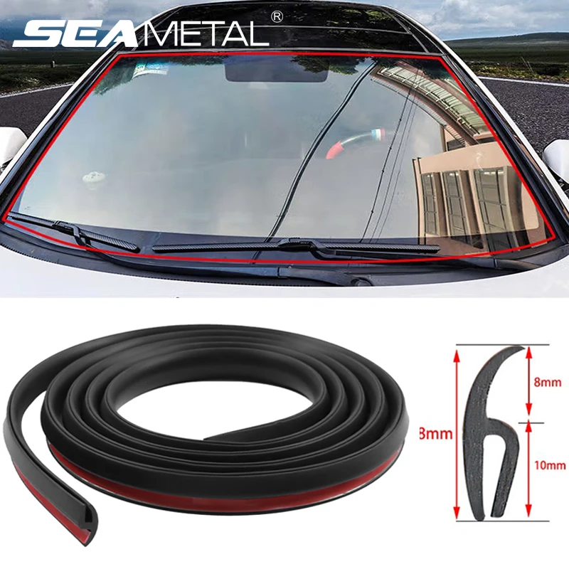 SEAMETAL 2m Car Windshield Panel Moulding Seal Strip Sticker Dustproof Rubber Sealing Strip for Auto Car Dashboard Windshield