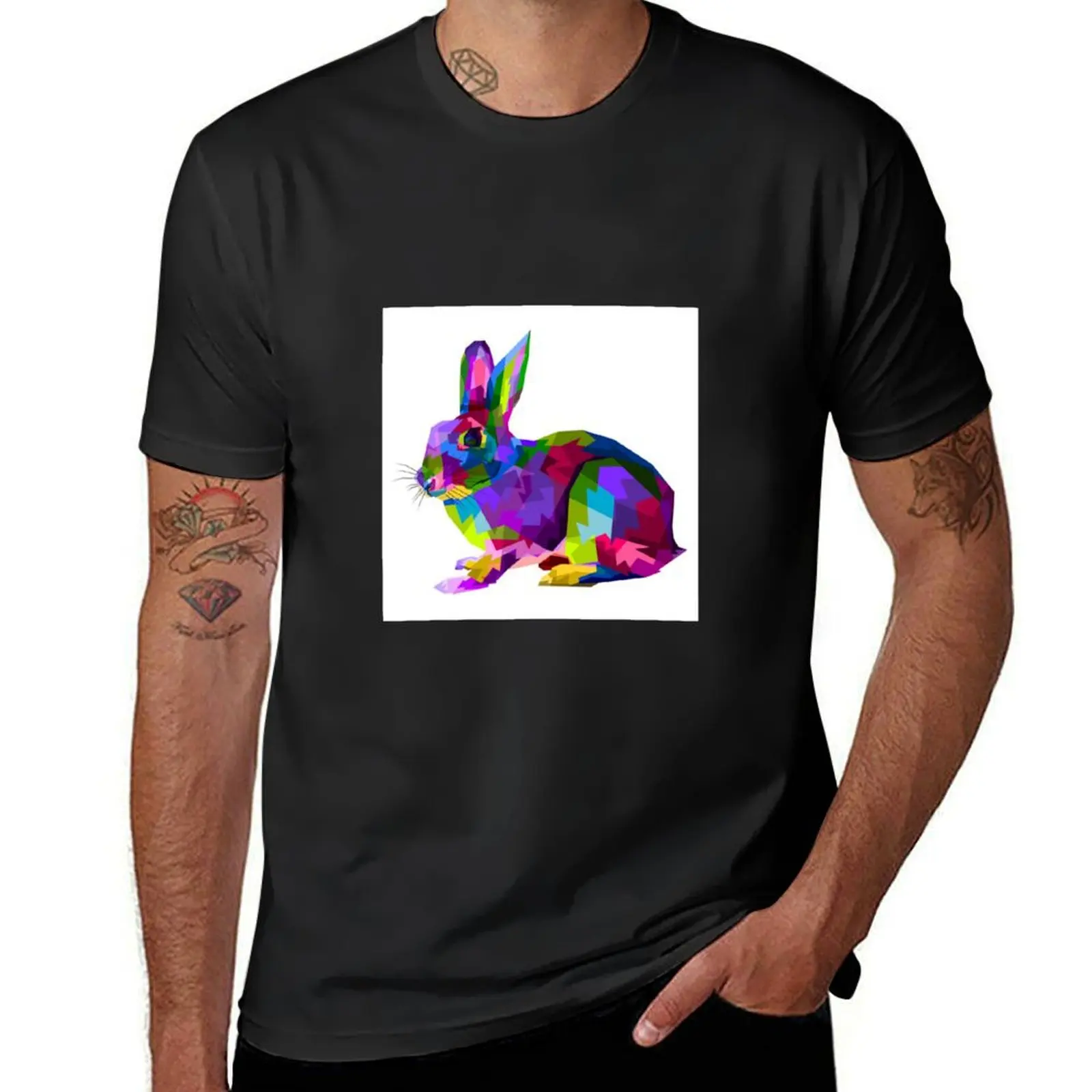 

Rabbit T-Shirt hippie clothes plus size tops plain white t shirts men