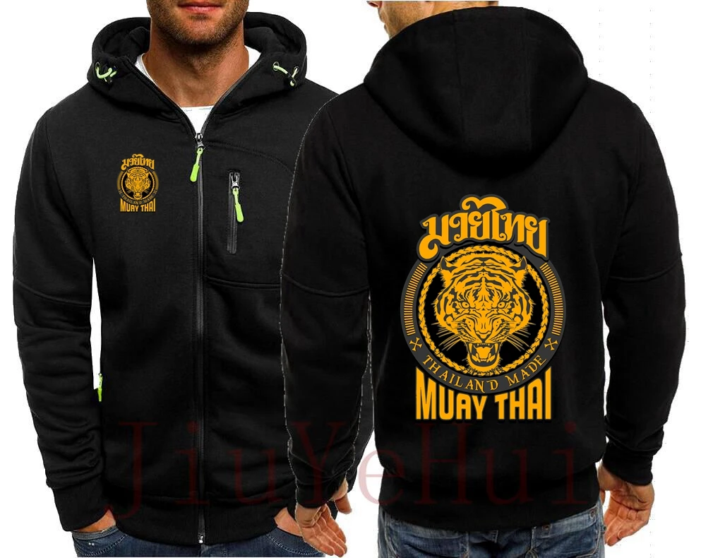 Muay thai tigre hoodies masculino ufcs tailândia final luta martial moletom com capuz outwear jaqueta simples zip casaco casual
