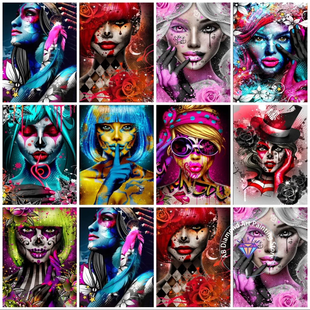 

New Gothic Girl Tattoo Woman AB Diamond Painting Kit Square Round Diamond 5D DIY Mosaic Handmade Art Exquisite Gift Home Decor