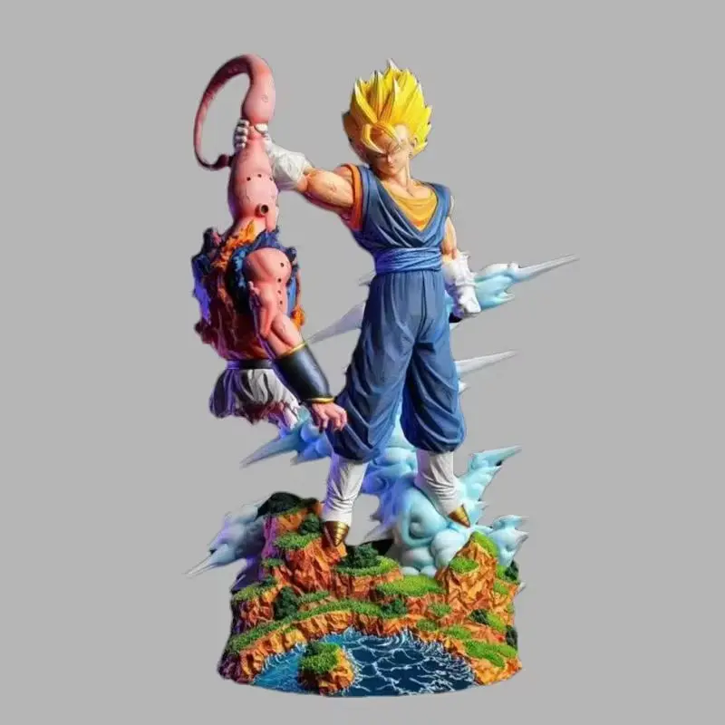 

33cm Cartoon Dragon Ball Z Cartoon Character Majin Buu Vs Vegetto Supports Gk Digital Pvc Statue Collection Model Doll Statu
