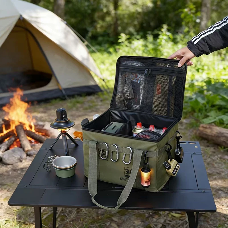 

Outdoor Folding Storage Box - Large Capacity Camping Picnic Organizer for Tableware, Kitchenware & Tactical Gear