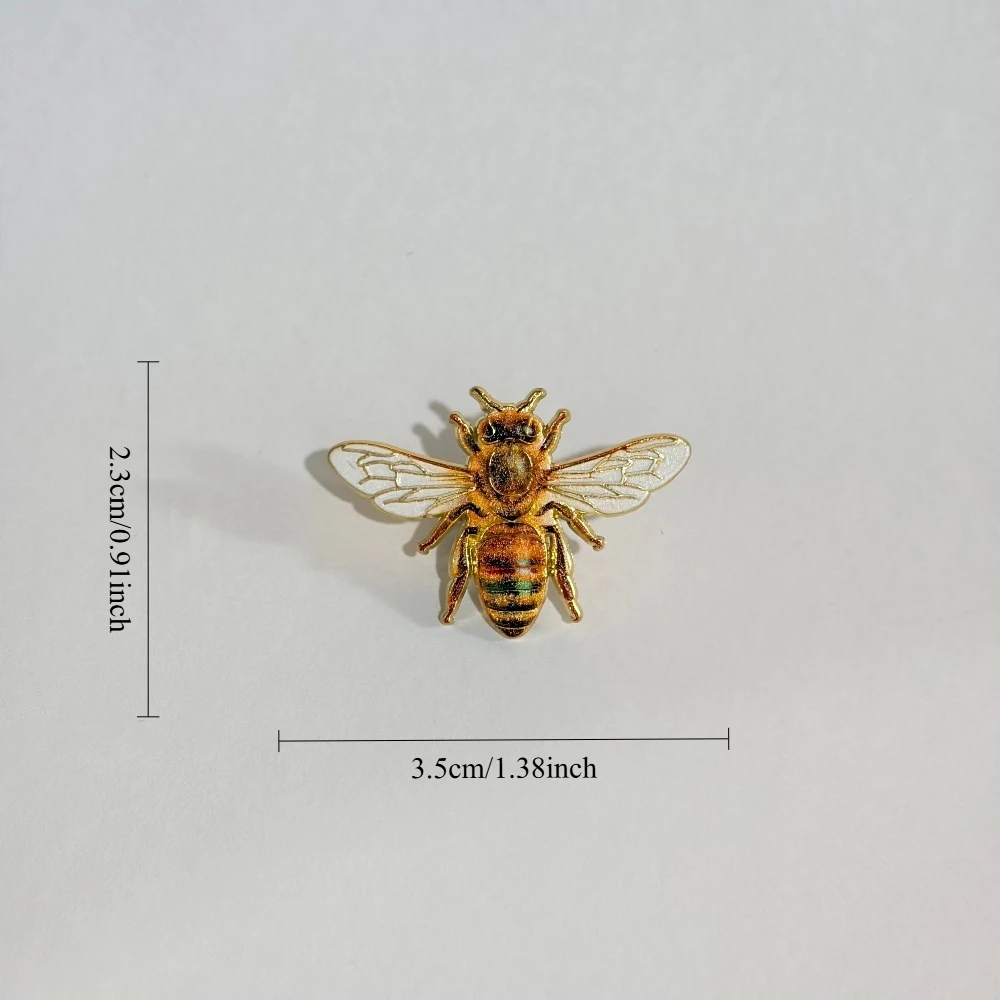 Vintage Emaille-Bienenbroschen-Set, Natur-Cottagecore-Stil Insekten-Anstecknadel, Niedliches Honigbienen-Accessoire für Frauen – Detail 5