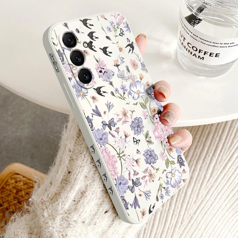 A 55 Wilted Flower Silicone Phone Case For Samsung A55 A50 A52S A53 A54 A51 A23 A22 A31 A34 A33 A32 A70 A71 A72 A91 Cover