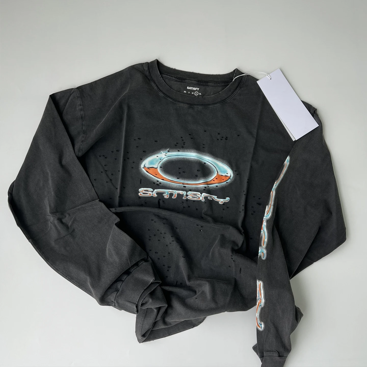 

Mothtech Collaborative OK High Street Sle Worn Long Sve T-irt ex Loose Fit Breathable Cotton round Ne Tee