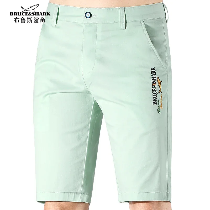 New Men\'s Shorts Zip Bruce&Shark Summer Thin Straight Stretch Cotton Men\'s Pants Casual Fashion Loose Golf Pants Big Size 40