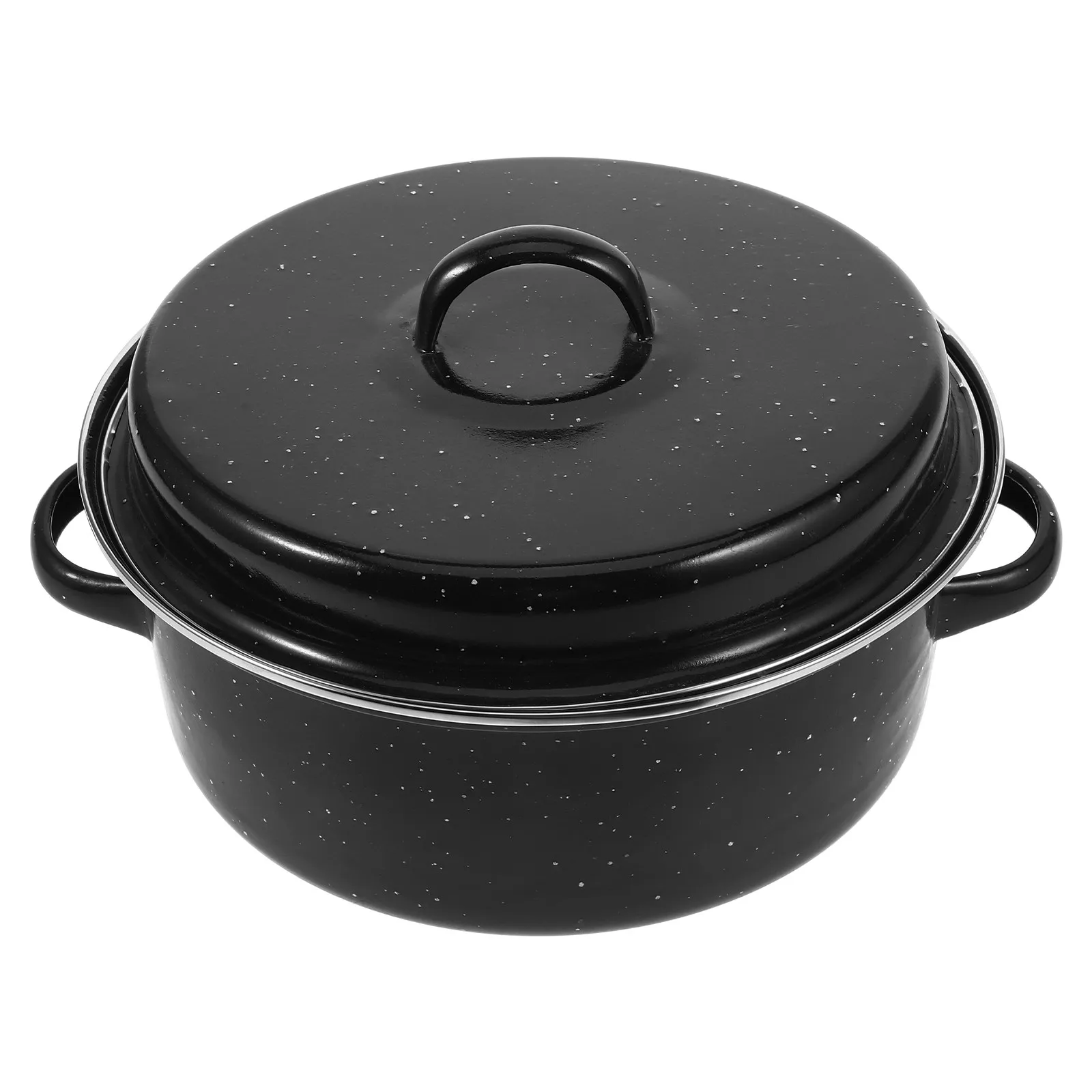 Household Roasting Pot with Lid for Sweet Potatoes Corn Turkey Baking Enamel Cooking Pot Multi Purpose Kitchen Roaster Pan Daily