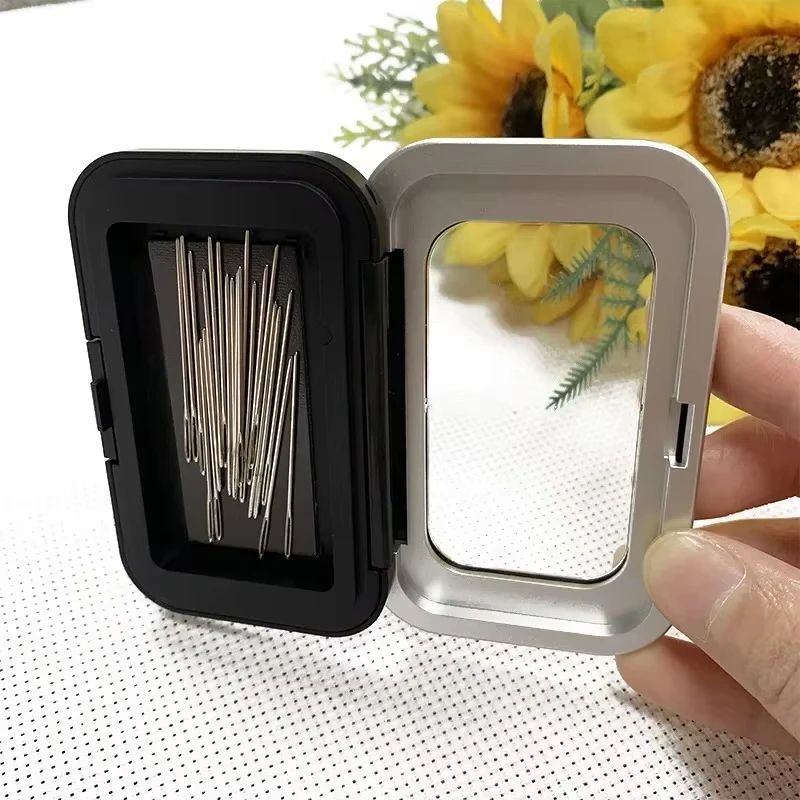 1 PCS Black Magnetic Needle Suction Box Frosted Needle Suction Box Storage Embroidery Needle and Thread Box Tool Accessories