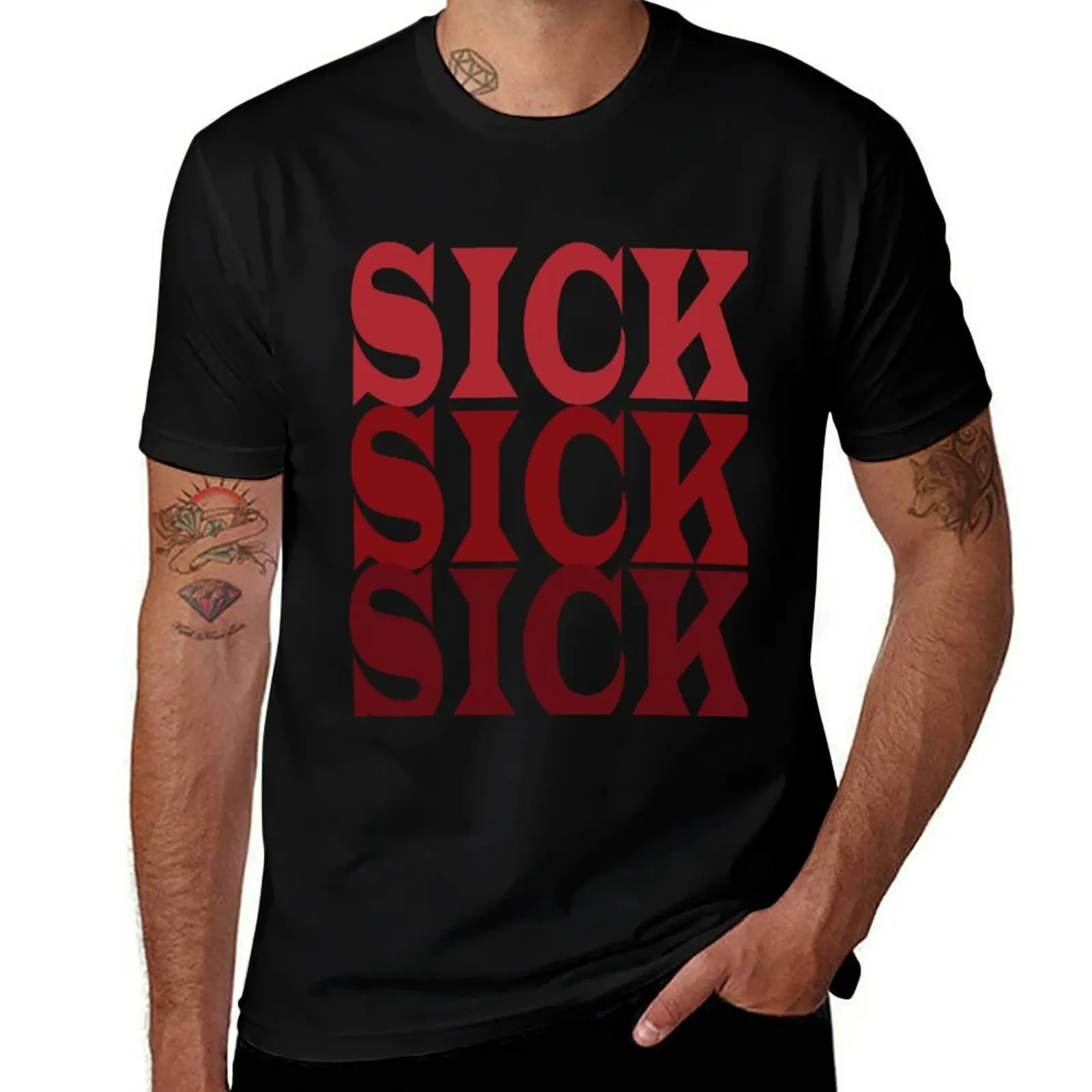 

S!ck Sickick red S!ckK!ck T-Shirt Casual Daily Wear Short Sleeve Top