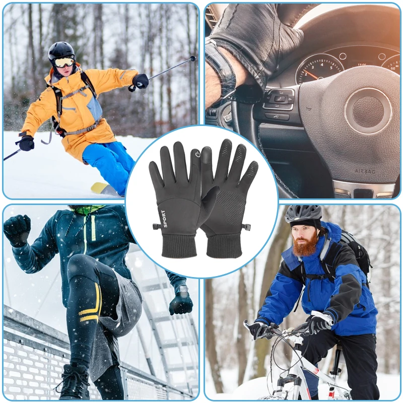 Winter Gloves Waterproof Thermal Sport Glove for Men Women for Running Cycling Driving Hiking Ski Touch Screen Warm Glove