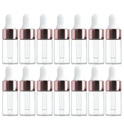 10/20pcs Mini Dropper Bottles Glass Empty Essential Oil Aromatherapy Bottles Rose Gold Cap Pipettes Bottles 1ml 2ml 3ml 5ml