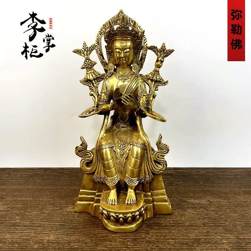 Nepalese Tantra Tibetan Large Pure Copper Mandarin Buddha Maitreya Buddha Bodhisattva Future Buddha Home Offering Collection Orn