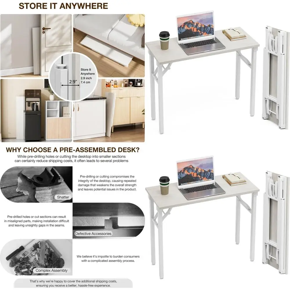 

Складной офисный стол 35,8, без сборки, идеально подходит для компактных помещений в доме, общежитии или квартире, портативный мини-стол из белого ясеня