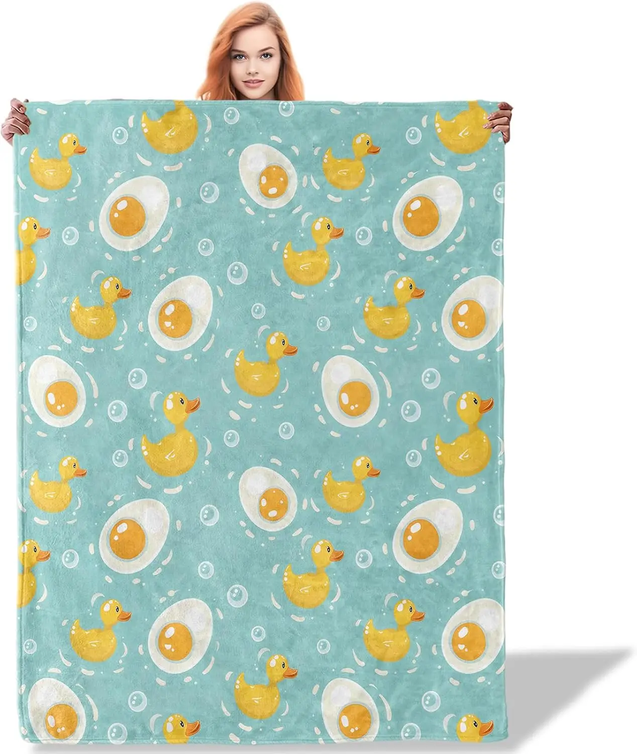 

Rubber Duck and Egg Throw Blanket for Women Girls Boys, Soft Flannel Blankets Gifts for Living Room Couch, Home, Sofa Decor