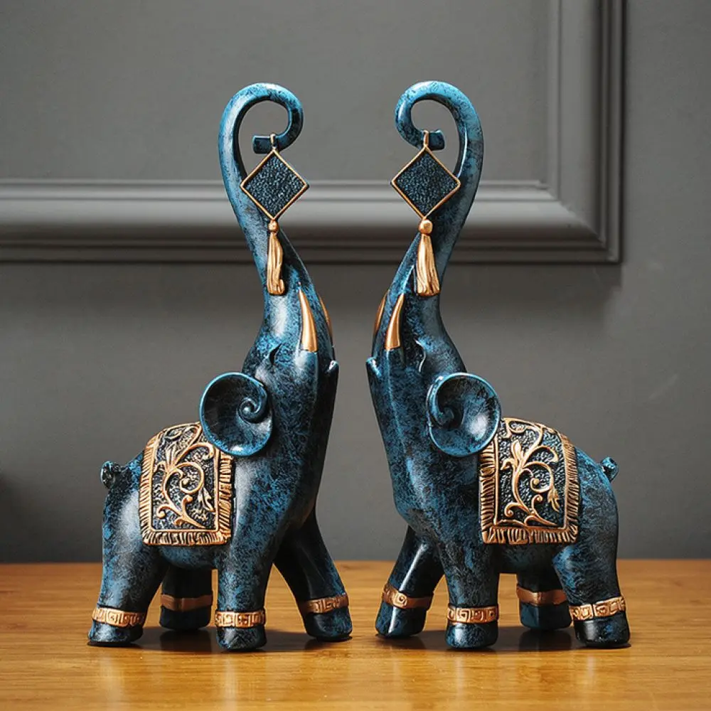 Abstract Resin Elephant Statue Decorative Figurine For Home Office Desk Living Room Shelves Ornament Modern Art Sculpture