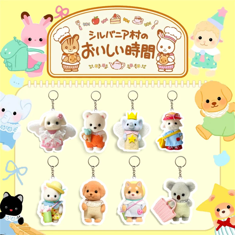 Sylvanians Families Acrylic Keychain Milo Cartoon Animation Key Chain Bag Backpack Pendant Accessories Keyring Fans Gift