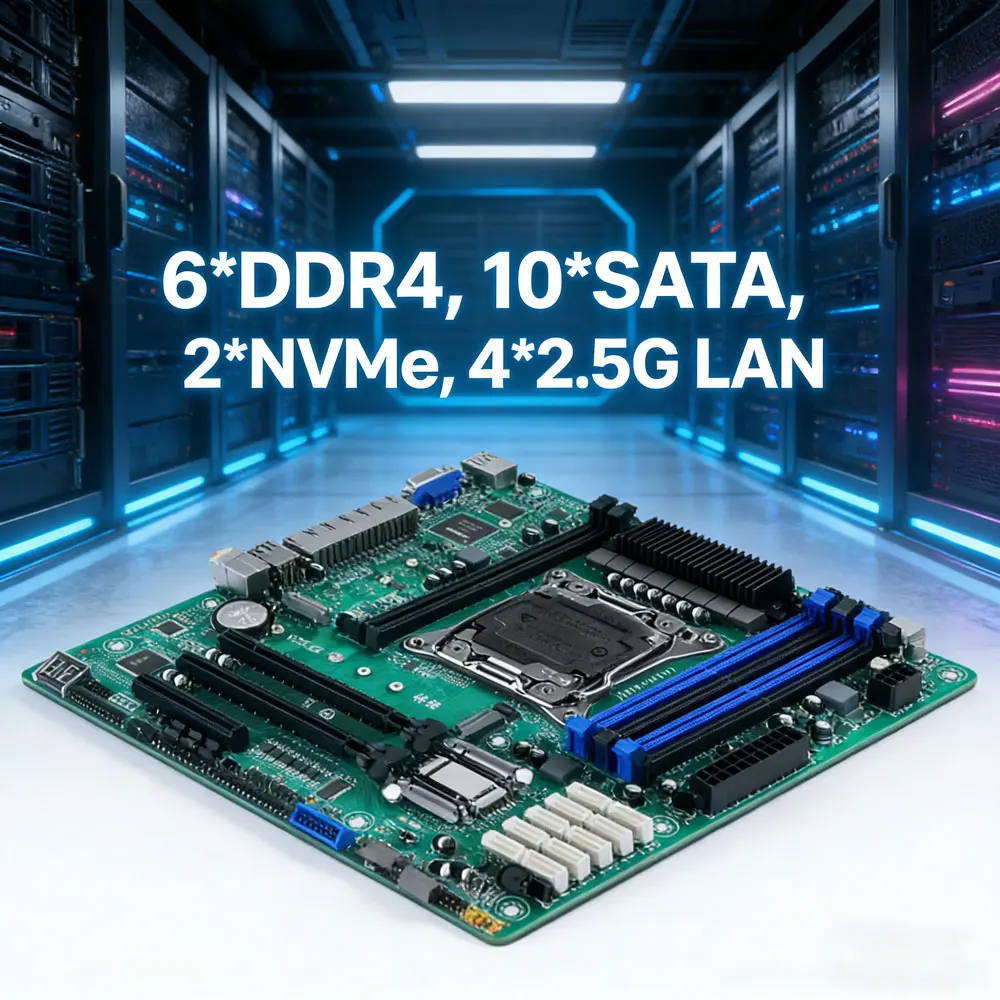 

Материнская плата NAS LGA 2011-3 Xeon E5 V4 C612, 6*DDR4, 10*SATA, 2*NVMe, 4*2.5G LAN, Mini ITX, для программного маршрутизатора, VPN, OpenWrt, микро-аппаратов, DIY