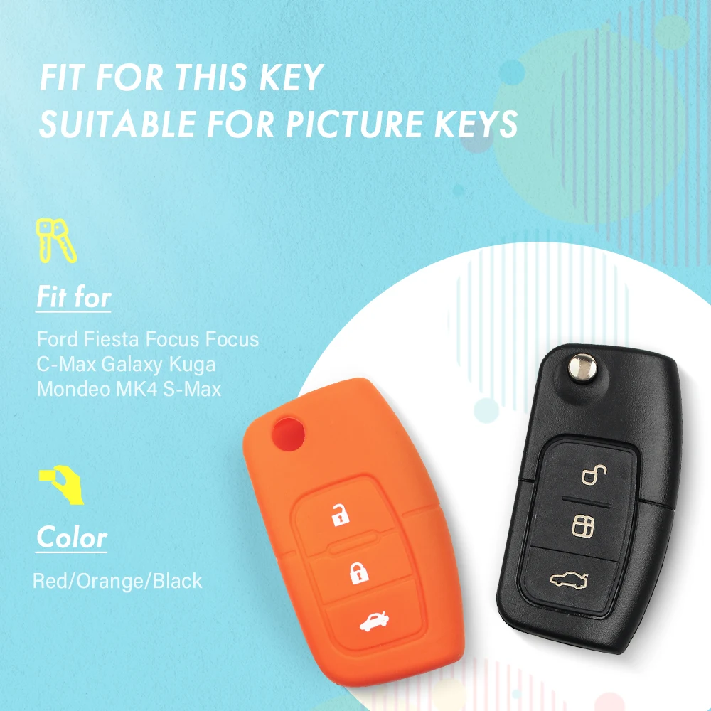 KEYYOU Silicone Car Flip folding key Cover Remote Case for Ford Fiesta Focus 2 Ecosport Kuga Escape 3 Buttons