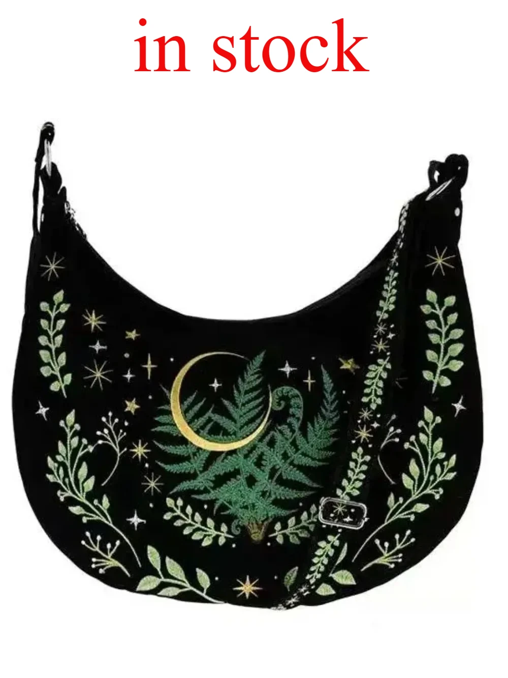 

European Style Plant Embroidery Velvet Underarm Bag, Retro Large Capacity Crossbody Shoulder Bag