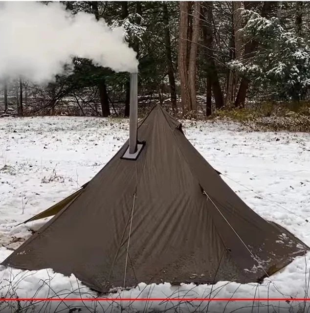 Ultralight Pyramid Tent Shelter With Stove Hole Outdoor Camping Teepee 210T Quality Plaid Cloth Winter Hiking Backpacking Tent