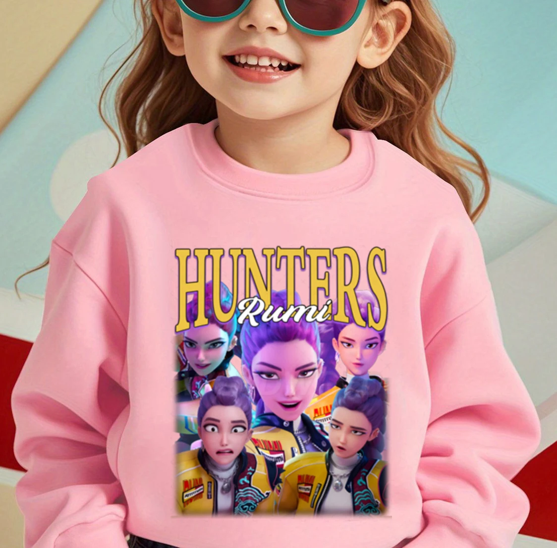 

KPop толстовки «Охотники на демонов» с круглым вырезом, модная детская одежда, свитшот с героями мультфильмов для девочек, повседневные топы, детская осенняя одежда