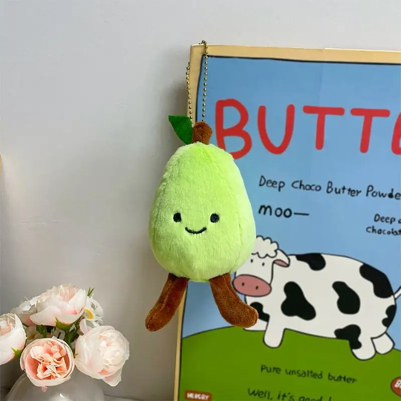 Bonito pelúcia simulado pêra verde pingente chaveiro kawaii pelúcia boneca pingente mochila bolsa decoração pingente presentes