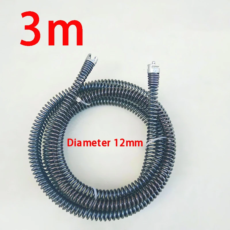 0.8/1.5/3m Spring Pipe Dredging Tool Dia 12mm Electric Drill Sewer Dredge Extension Spring Bathroom Kitchen Toilet Cleaning Tool