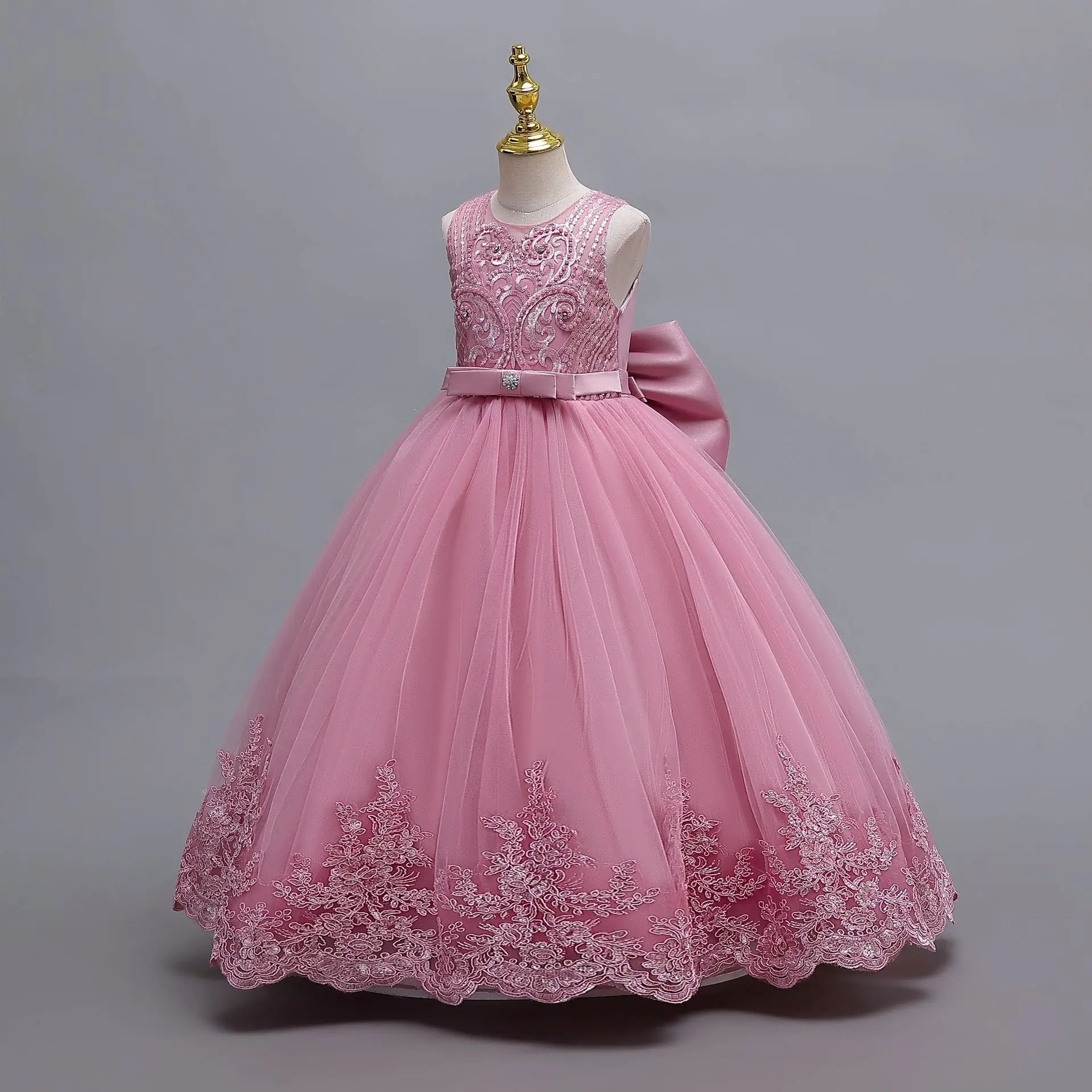 4-12 Jahre Altes Mädchen Elegantes Kleid Transparentes Festliches Geburtstags-Prinzessinnenkleid Langes Karnevals-Abendkleid Sommerkleidung – Detail 10