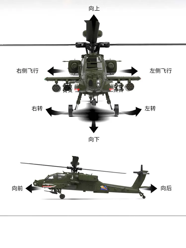 Remote Controlled Helicopter Yuxiang Apache Armed 3d Inverted 6 Navigation Model Simulation Remote Controlled Aircraft Toy Gift