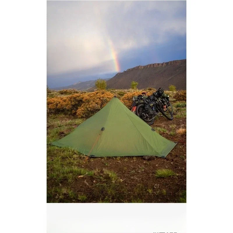 Single tent, ultra-light dual silicon windproof and rainproof single rodless camping tent