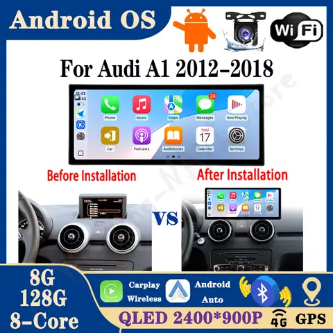 12,3 tum för Audi A1 2012-2018 Android 15 bilvideo multimedia radiospelare Bluetooth GPS trådlös Carplay 8 best sales Audi A1-radio - №8