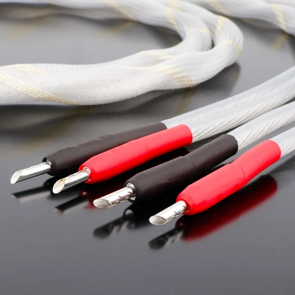 New One Pair X420BA1417 5nocc (99.997%) pure silver speaker cable upgrade Hi-end audio amplifier speaker cable, Y Plug Banana Pl