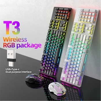 Oyun klavyesi RGB arkadan aydınlatmalı USB mekanik klavye kablosuz oyun ergonomik e-spor oyun bilgisayar klavye fare seti